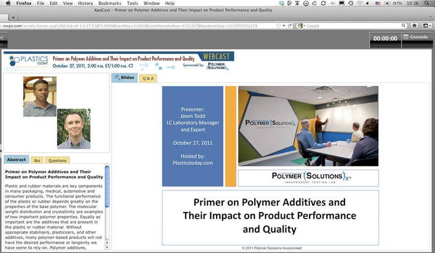 Free webinar today at 14:00 ET: A Primer on Polymer Additives and Their Impact on Product Performance and Quality