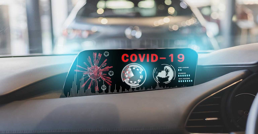 COVID displayed on car dashboard