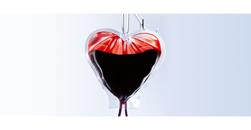 heart-shaped blood bag