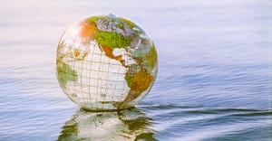 plastic globe on water