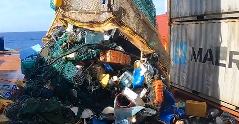 waste plastic removed from ocean garbage patch