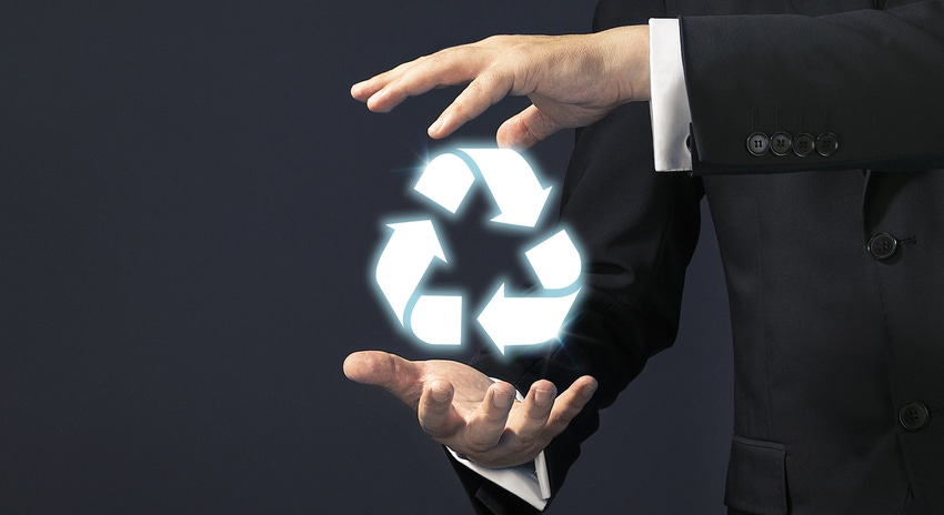 recycling symbol in magician's hands