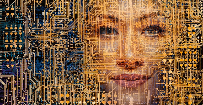 woman's face appearing in computer network