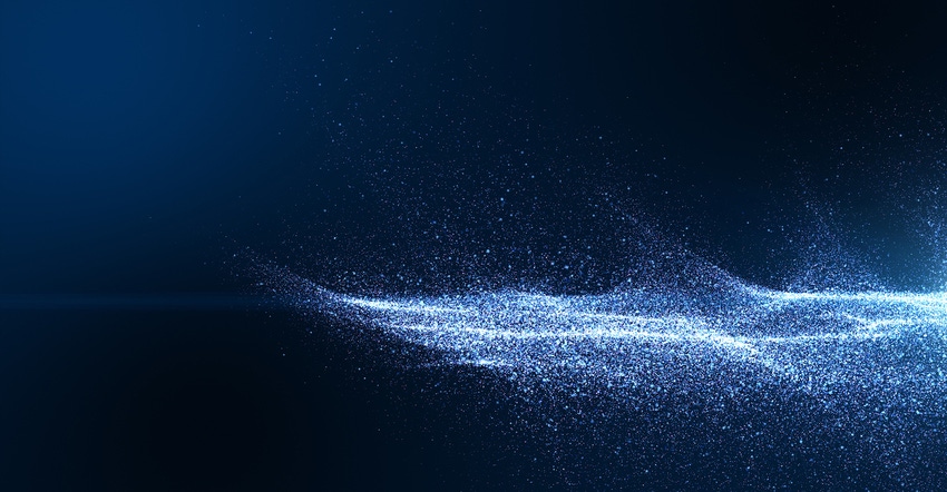 particles floating on blue background