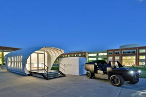 3D-printed building and car work together to get you off the grid