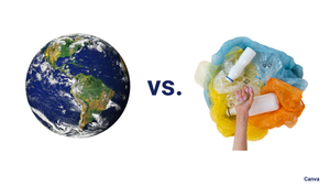 Graphic of earth vs. plastics