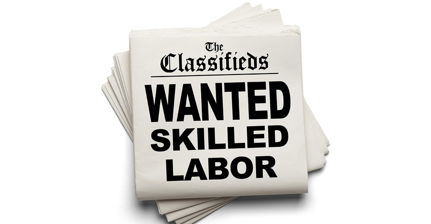 Headline reads skilled labor wanted