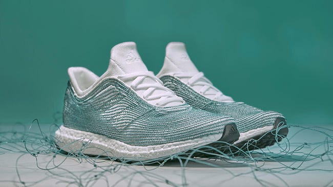prototype shoe made from ocean plastics