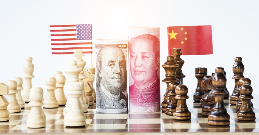 chessboard pitting USA against China