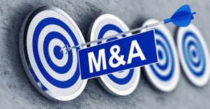 M&A illustration with target and arrow