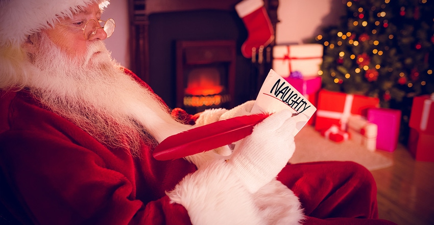 Santa checking naughty and nice list