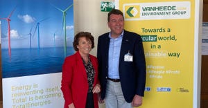 Valérie Goff, SVP, Polymers, at TotalEnergies (left) and David Vanheede, CEO, Vanheede Environment Group