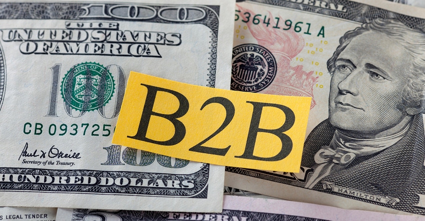 B2B Post-It on top of dollars