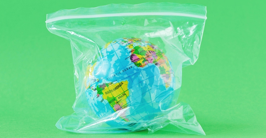 globe in plastic bag