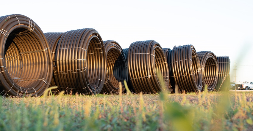 coils of plastic pipes