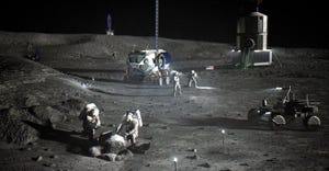 Astronauts on lunar south pole