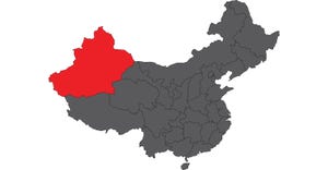 Xinjiang region on map of China
