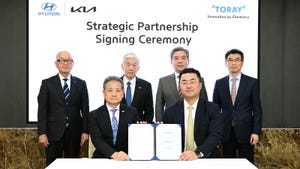 Hyundai and Toray executives at signing ceremony