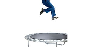 businessman on trampoline