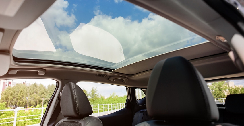 car interior with sunroof