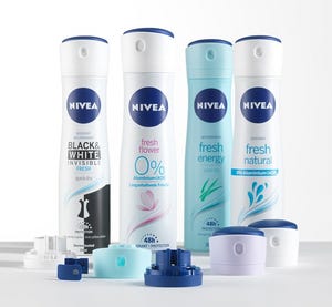 Plastic spray cap increases appeal for Nivea skin-care packaging
