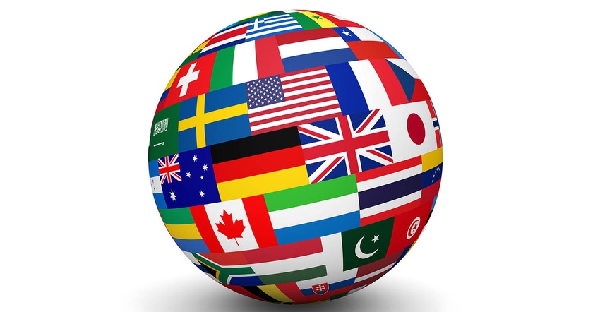 globe with international flags