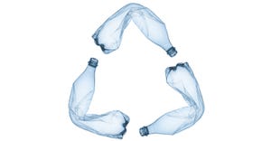 plastic bottles form recycling symbol