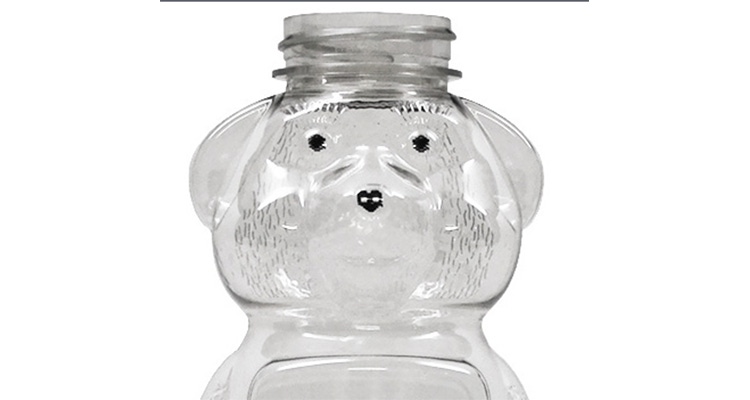blow-molded plastic honey-bear bottle