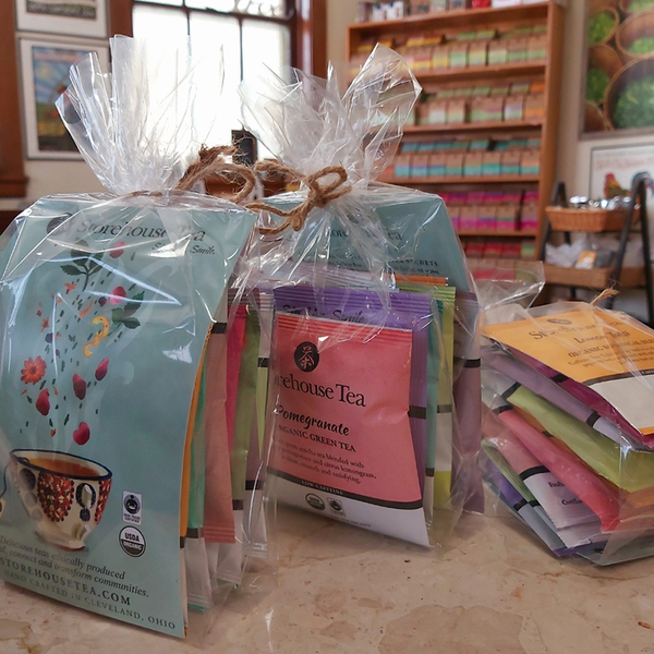 Sample packs of Storehouse Tea Company's products 