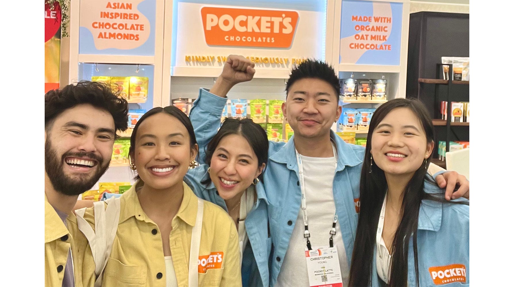 The team at Pocket's Chocolates celebrates winning a 2023 Expo East NEXTY Award for Best New Sweet Snack. The team at Pocket's Chocolates celebrates winning a 2023 Expo East NEXTY Award for Best New Sweet Snack.