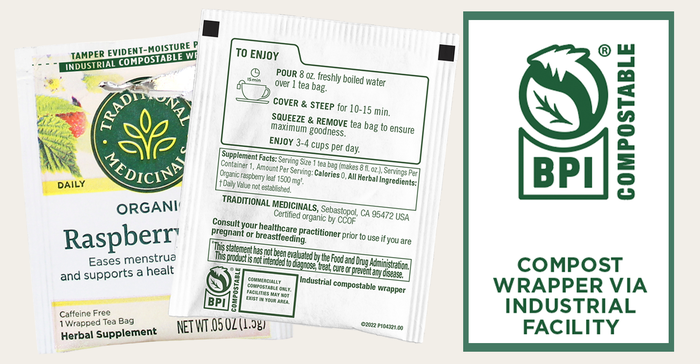 Traditional Medicinals has worked as the primary project manager to launch the first BPI-Certified compostable tea wrapper. The rollout begins in April 2023 and will continue into 2025. 