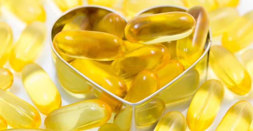 Fish oil pills with heart shape