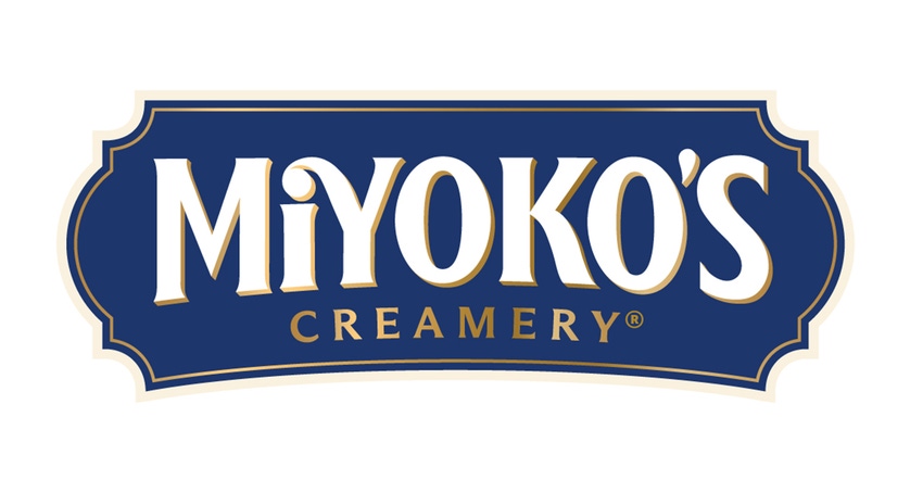 Miyoko's Creamery logo, white text on a blue shield