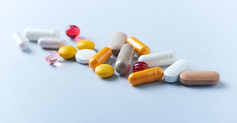 supplements on a blue background supplements on a blue background