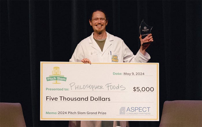 Tim Richards won the grand prize and the Don Buder People's Choice Award at the Naturally Bay Area Pitch Slam on May 9. Credit: Naturally Bay Area