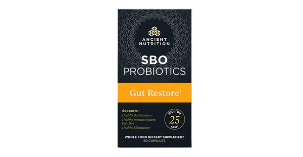 Microbiome products evolve as research advances Ancient Nutrition SBO Probiotics Gut Restore 