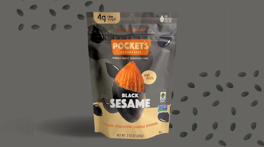 Pocket's Chocolates Black Sesame flavor won a 2023 Expo East NEXTY Award for Best New Sweet Snack.