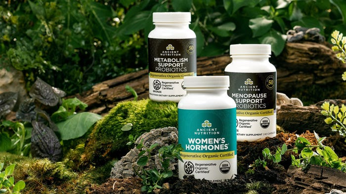 Ancient Nutrition launched a line of Regenerative Organic Certified supplements, designed to support women during menopause, in October 2023.