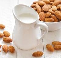non-dairy almond milk in a pitcher