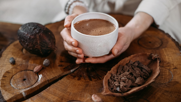 a cup of hot, artisanal cocoa a cup of hot, artisanal cocoa