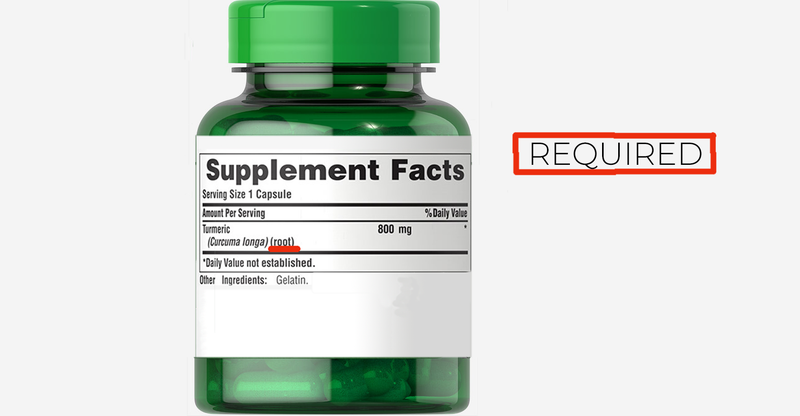 Supplement facts panels must identify the part of the plant from which herbal ingredients came.