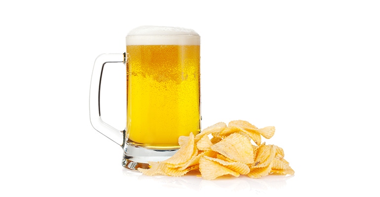 beer and potato chips