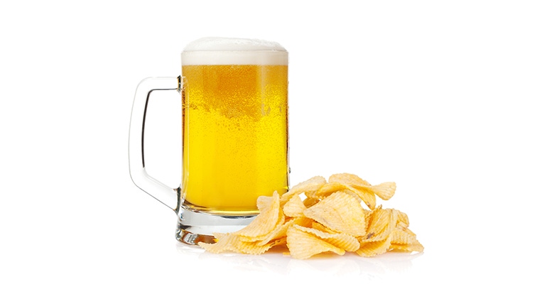 beer and potato chips beer and potato chips