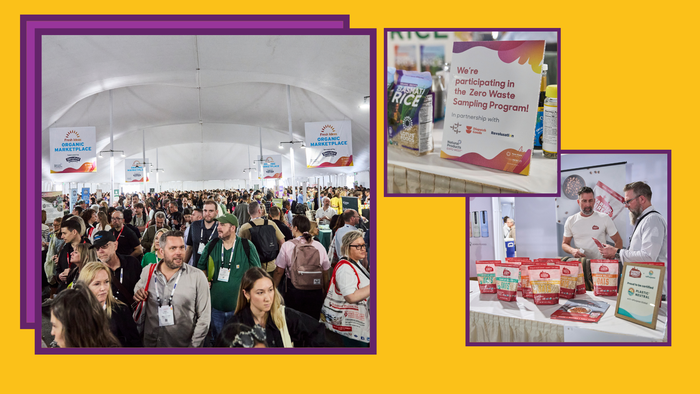 Attendees and booths inside the Fresh Ideas Organic Marketplace in 2024.  Attendees and booths inside the Fresh Ideas Organic Marketplace in 2024.