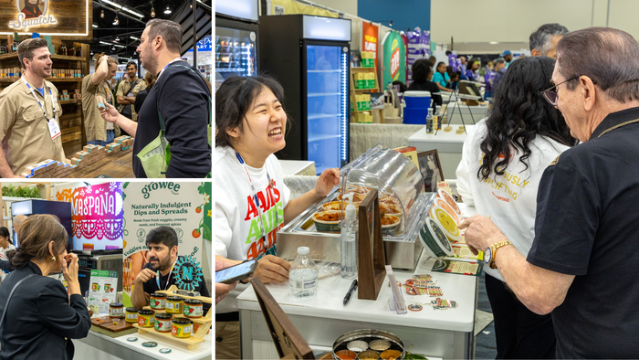 Expo West booths include personal care products and foods featuring a broad variety of global flavors.  Expo West booths include personal care products and foods featuring a broad variety of global flavors.