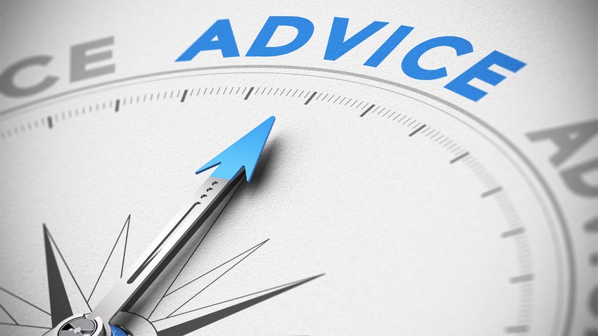 Compass pointing toward the word advice in bold, bright blue letters Compass pointing toward the word advice in bold, bright blue letters