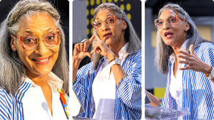 Carla Hall’s keynote address and Q&A session attracted dozens of fans to the Glow Stage at Newtopia Now on Aug. 26, 2024.  Carla Hall’s keynote address and Q&A session attracted dozens of fans to the Glow Stage at Newtopia Now on Aug. 26, 2024.