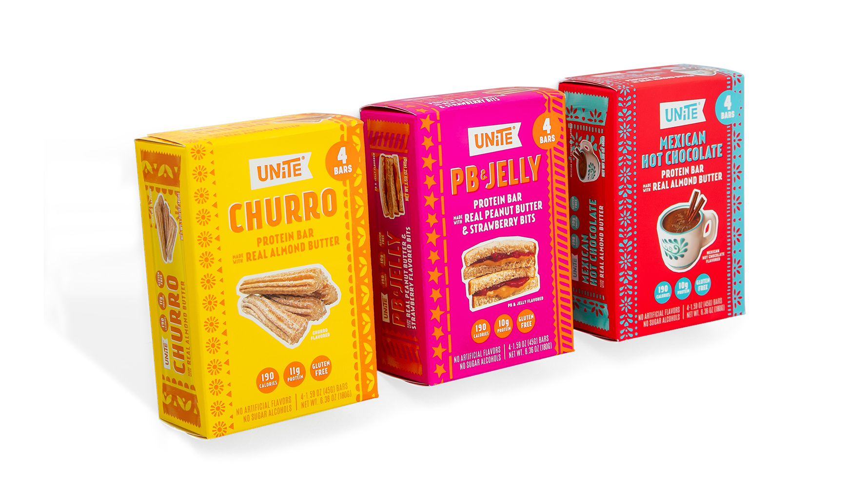 UNiTE protein bars, created by Clara Paye, come in five flavors: Bubble Tea, Baklava, Churro, Mexican Hot Chocolate and PB & Jelly.