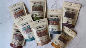 Burroughs Family Farms packaged almonds are Regenerative Organic Certified.
