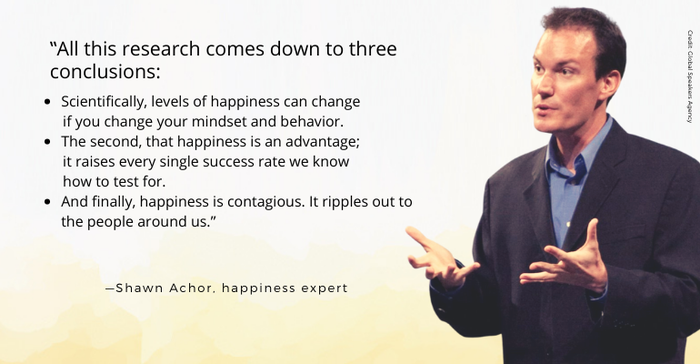 Shawn Achor delivered "The Happiness Advantage" keynote address at Expo East 2021